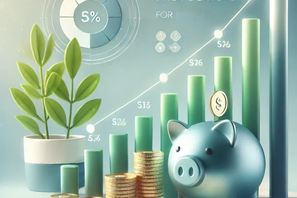 DALL·E 2024-11-22 21.48.14 - A professional and modern digital illustration representing an investment provident fund. The scene features a piggy bank sitting next to stacked coin