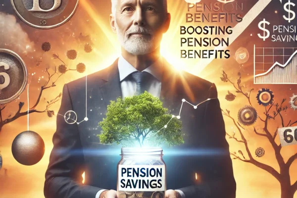 DALL·E 2024-12-12 23.06.34 - A symbolic image showcasing the importance of boosting pension benefits after the age of 60. The scene includes a clean-shaven man in his early 60s ho